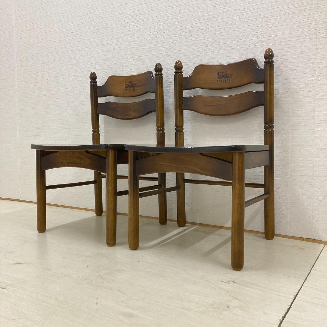 カリモク】コロニアル ダイニングチェア 椅子 馬車刻印 2脚セット