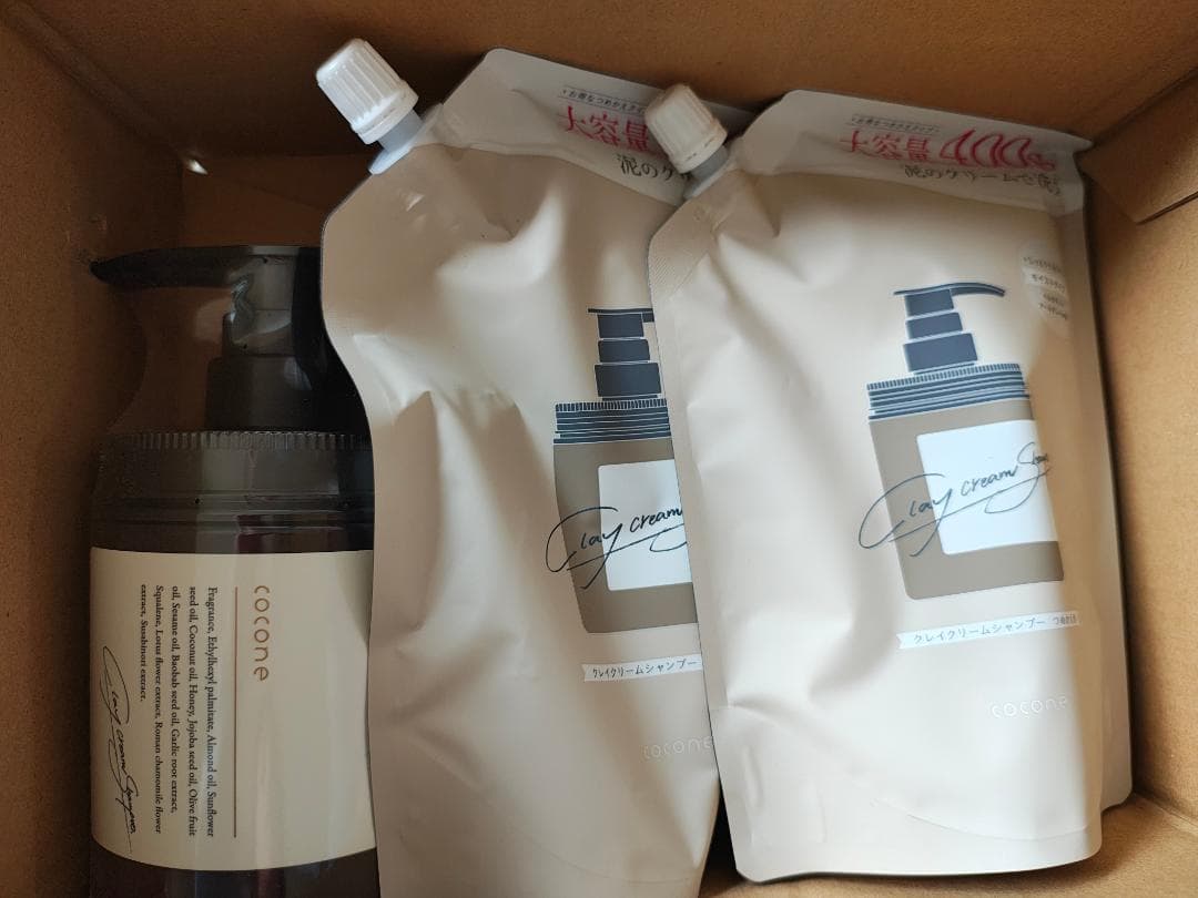 cocone クリームモイストシャンプーボトル＆詰め替え2個セット cocone ココネ クレイシャンプー 詰め替え クリーム 400g 泥 : これが