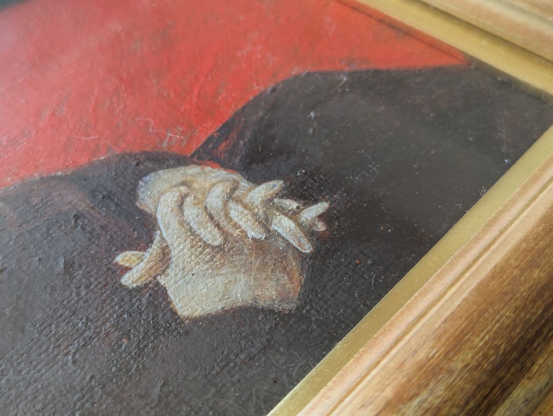 山本美次　油彩　「わすれられた人」額入り　値下げ