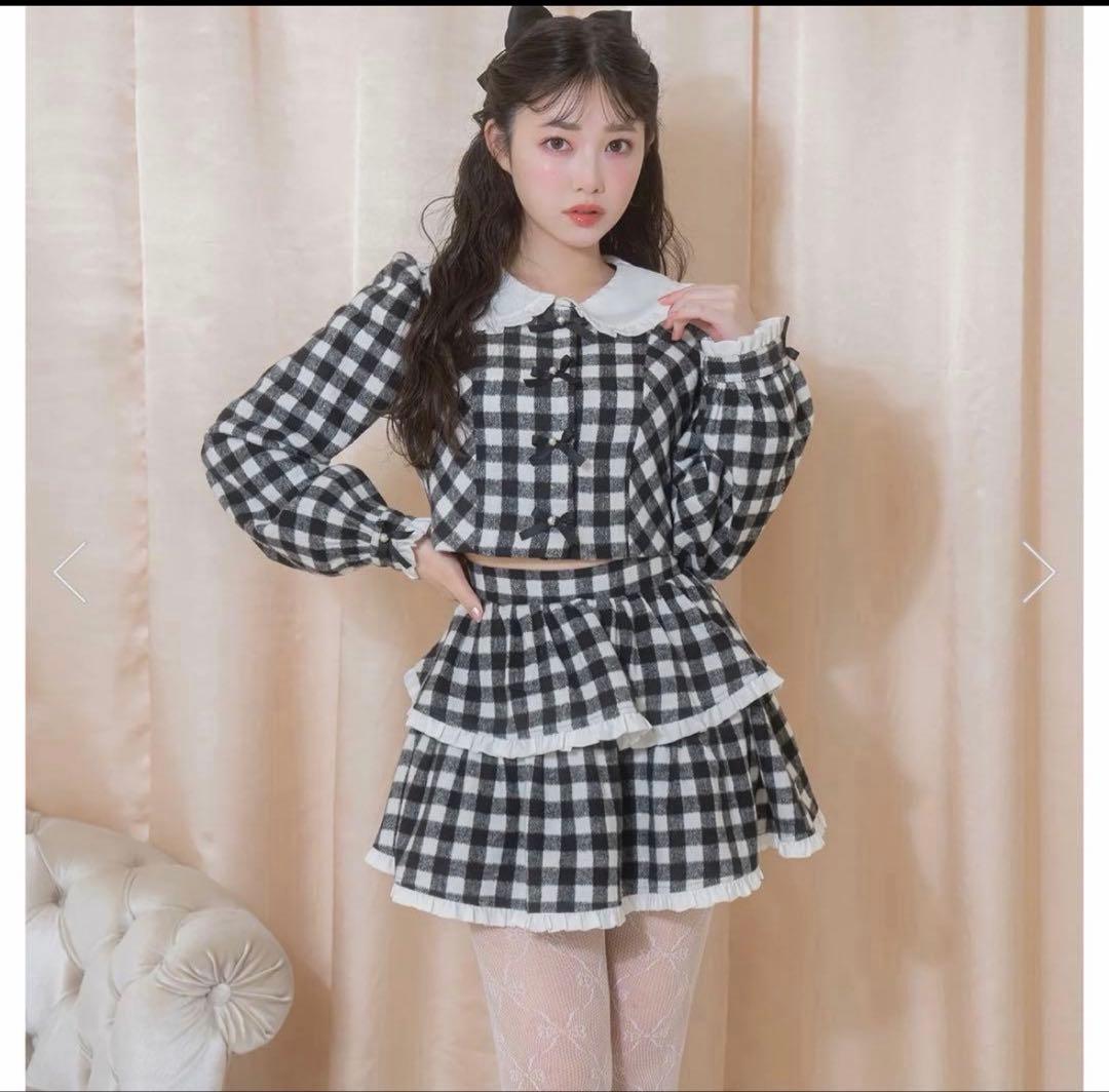 Honey Cinnamon パールリボンギンガムセットアップ - メルカリ