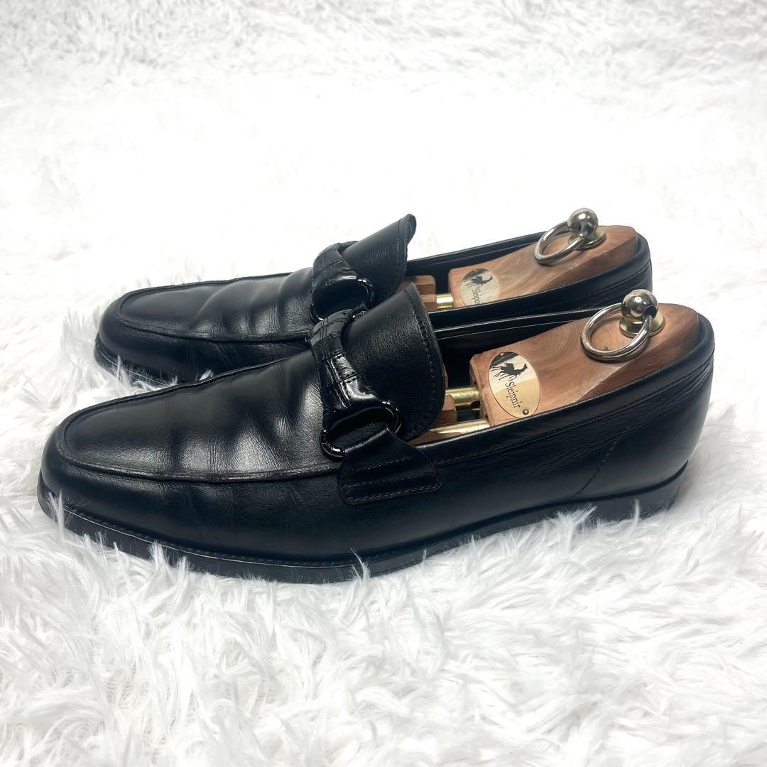 【美品】 Tod's トッズ ビットローファー クロコ ブラック 25.5cm