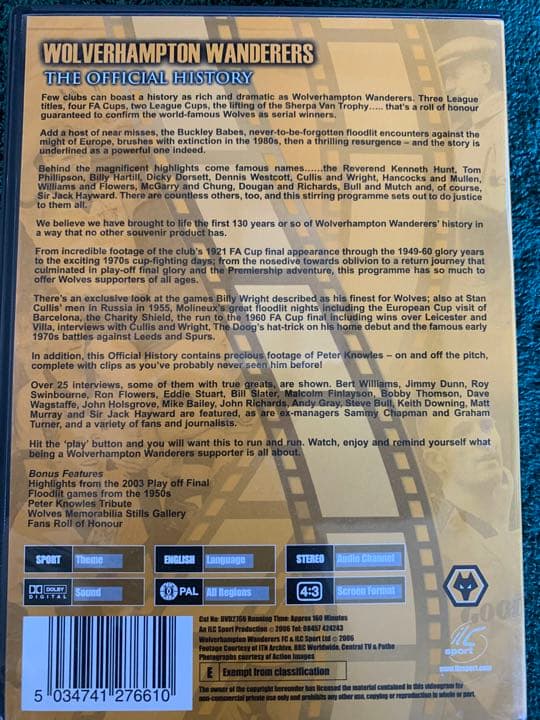 入手不可能！ウルブズ THE OFFICIAL HISTORY 160分DVD