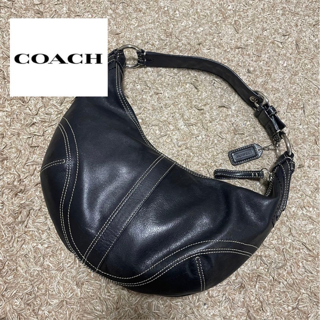 美品】COACH コーチ レザー ショルダーバッグ 黒 三日月 10031 - メルカリ