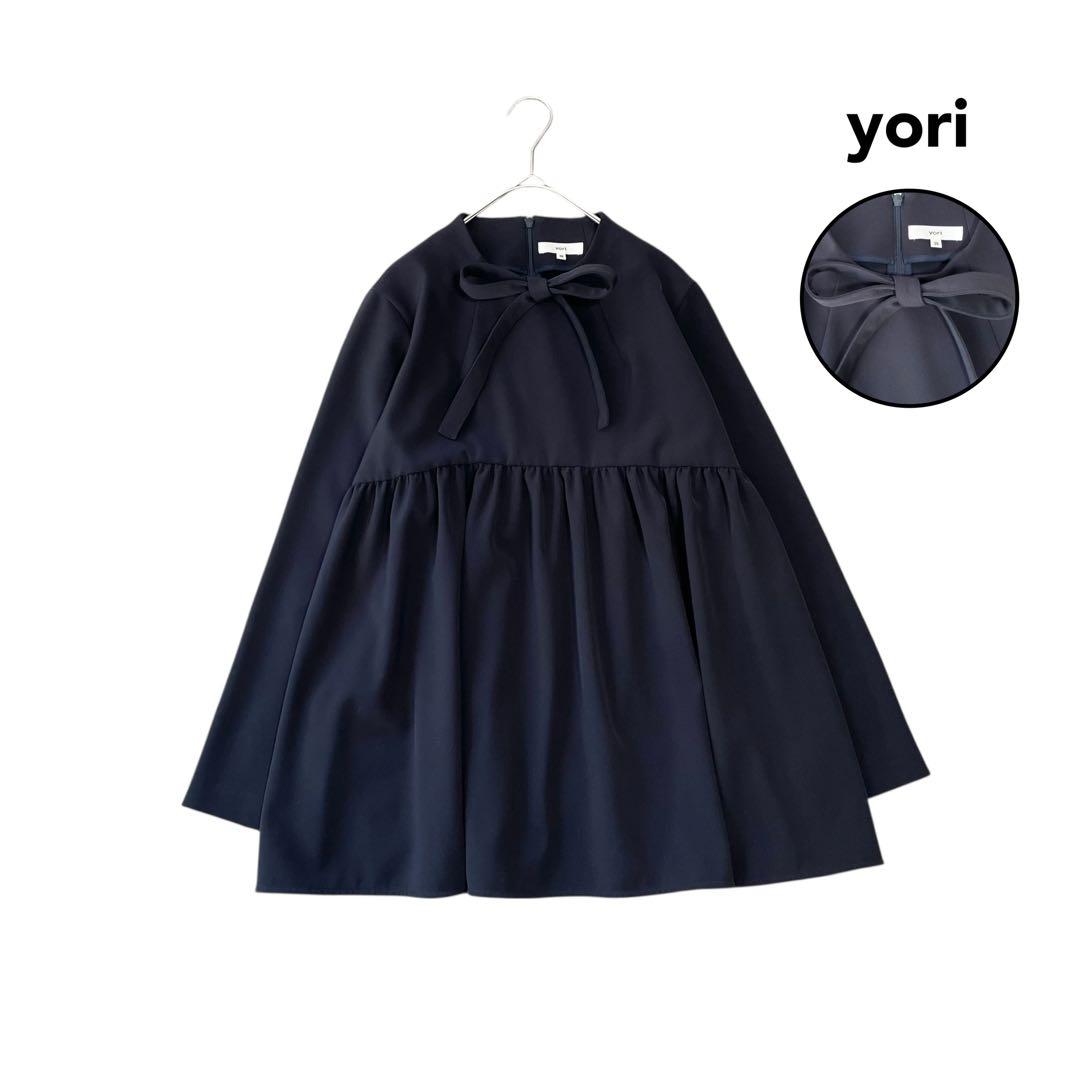 現行✨未使用級✨yori セレモニーリボンブラウス フォーマル ネイビー 38 セール】 【入卒/セレモニー/洗える】ボウタイリボンブラウス （シャツ