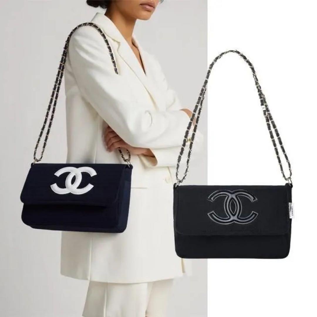 訳あり品 CHANEL シャネル ミニバッグ ポーチ ブラック×ホワイ - メルカリ