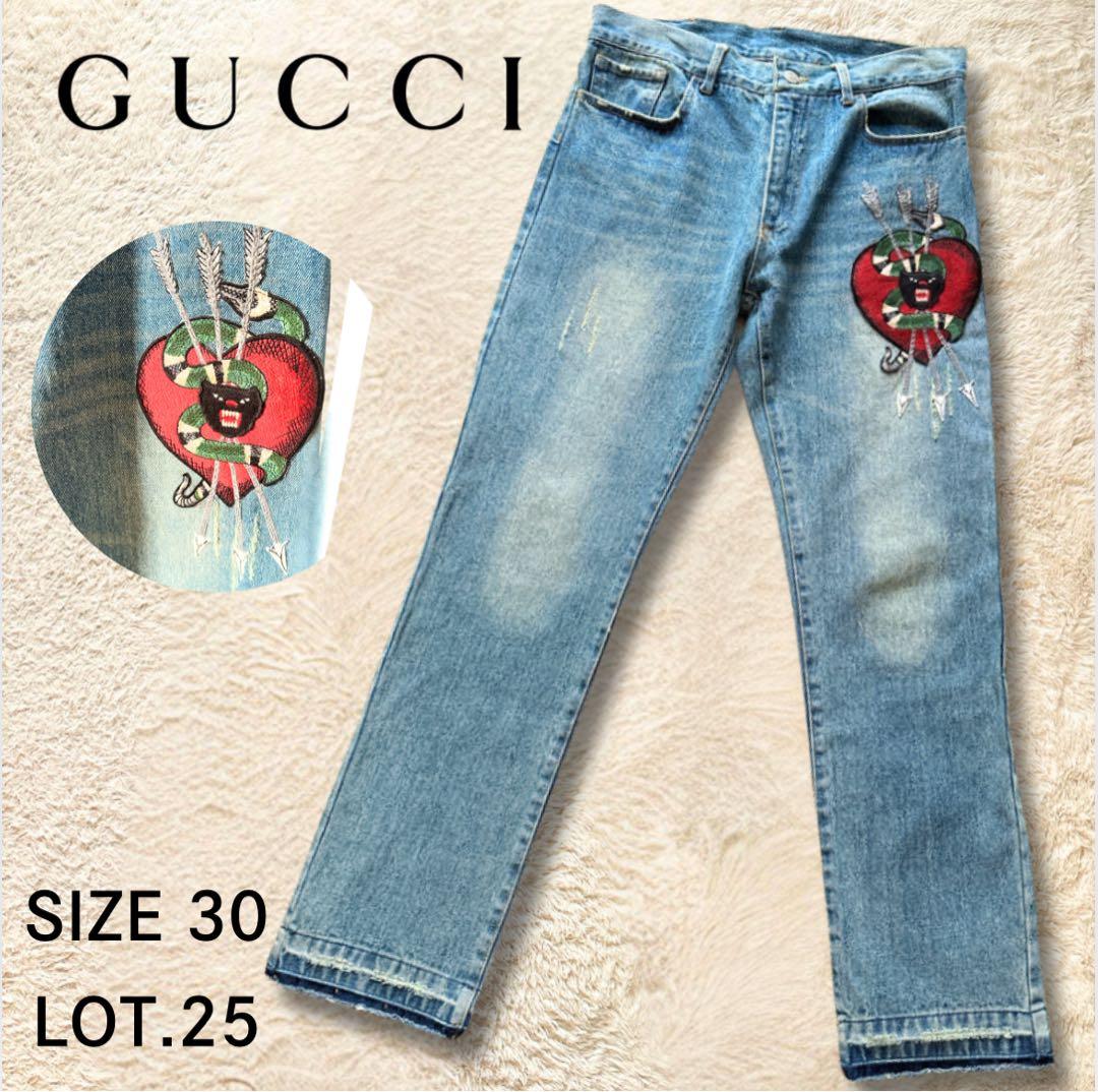 美品】 GUCCI グッチ エンブロイダリー 刺繍 デニムパンツ LOT.25