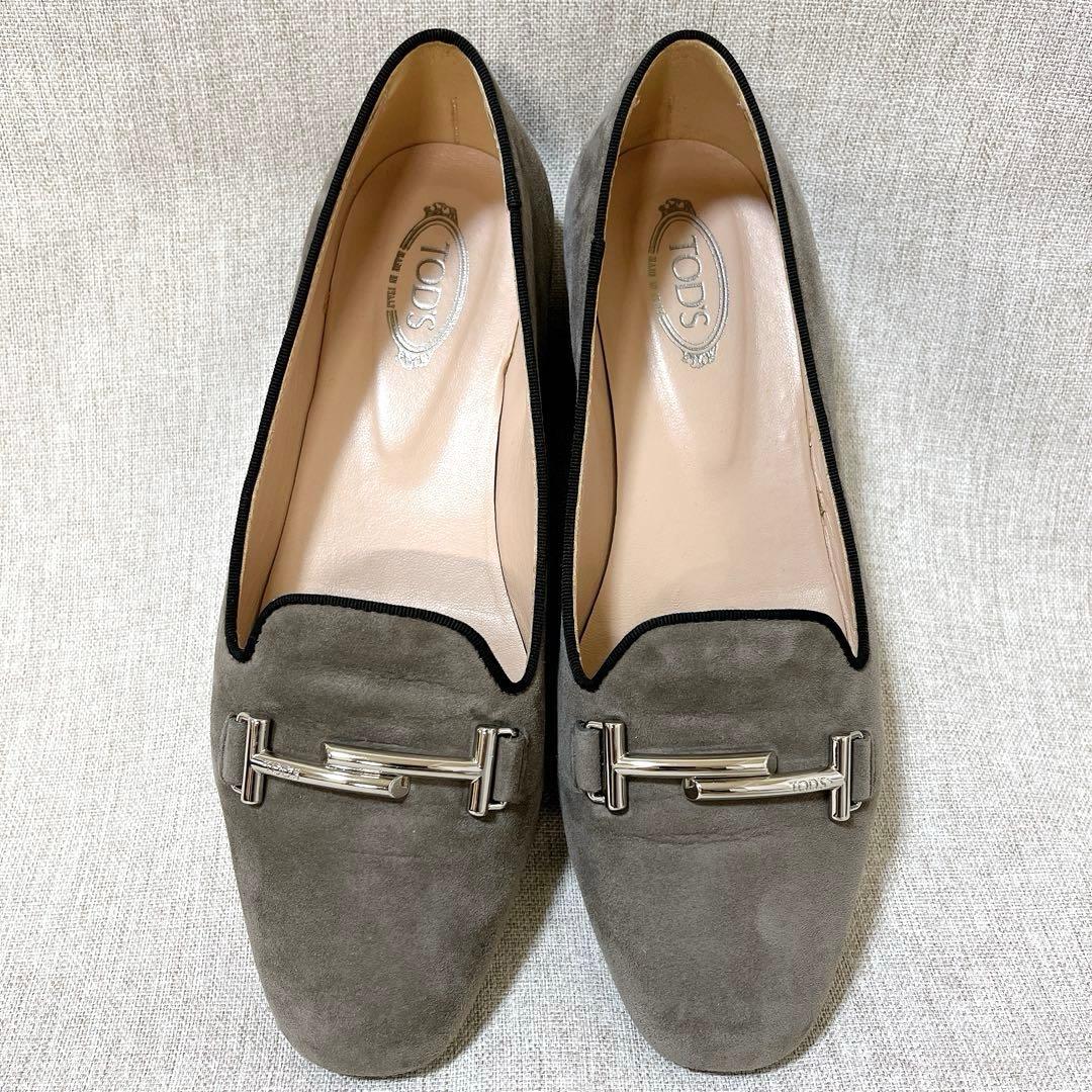 【美品】Tod's トッズ ダブルT フラットシューズ 22.5cm スエード