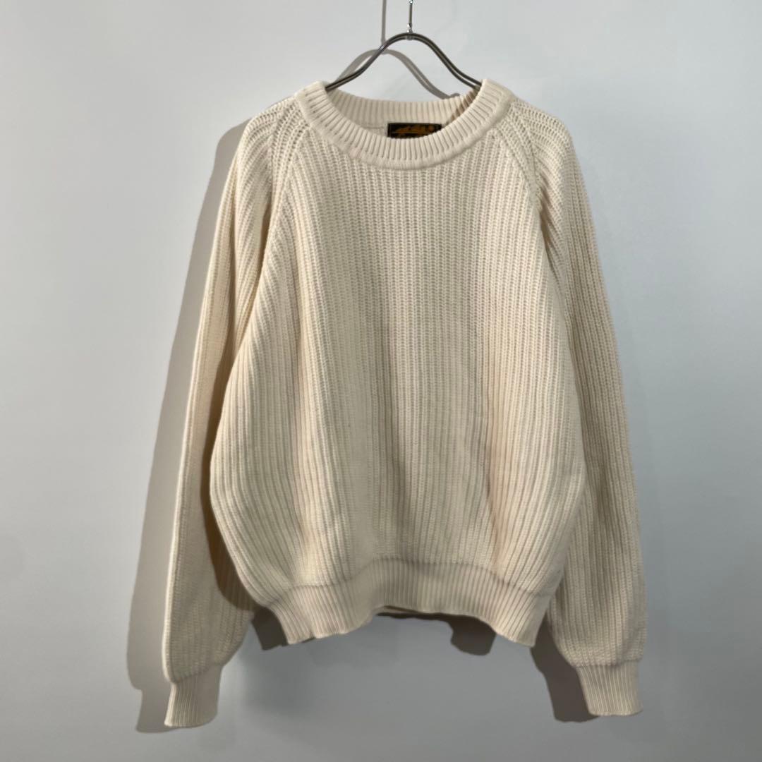 80s eddie bauer コットンニット　黒タグ　XL 80s】Eddie Bauer エディーバウアー コットンニット 黒タグ 緑