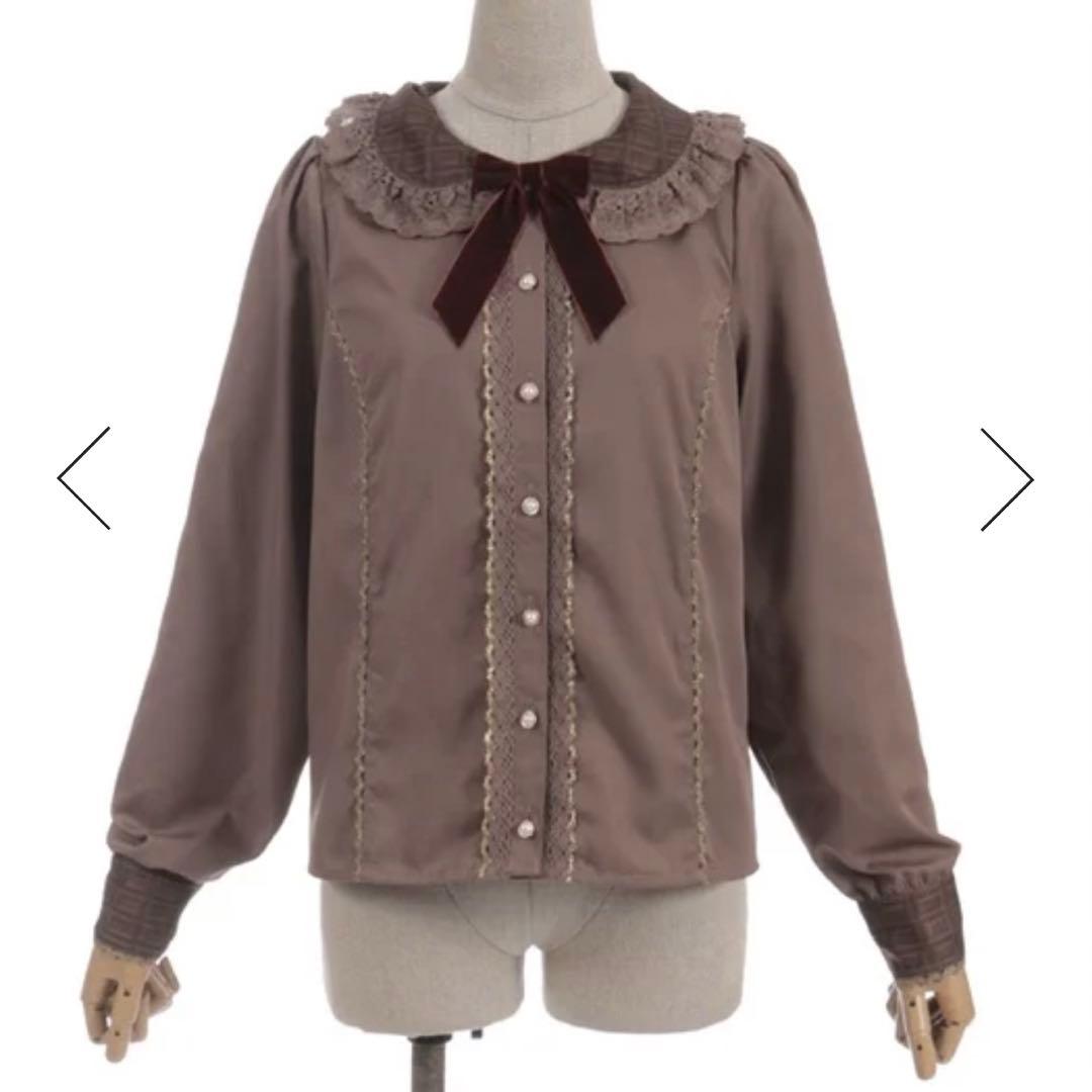期間限定出品】Chalmiere ボンボンショコラ チョコレート柄衿ブラウス
