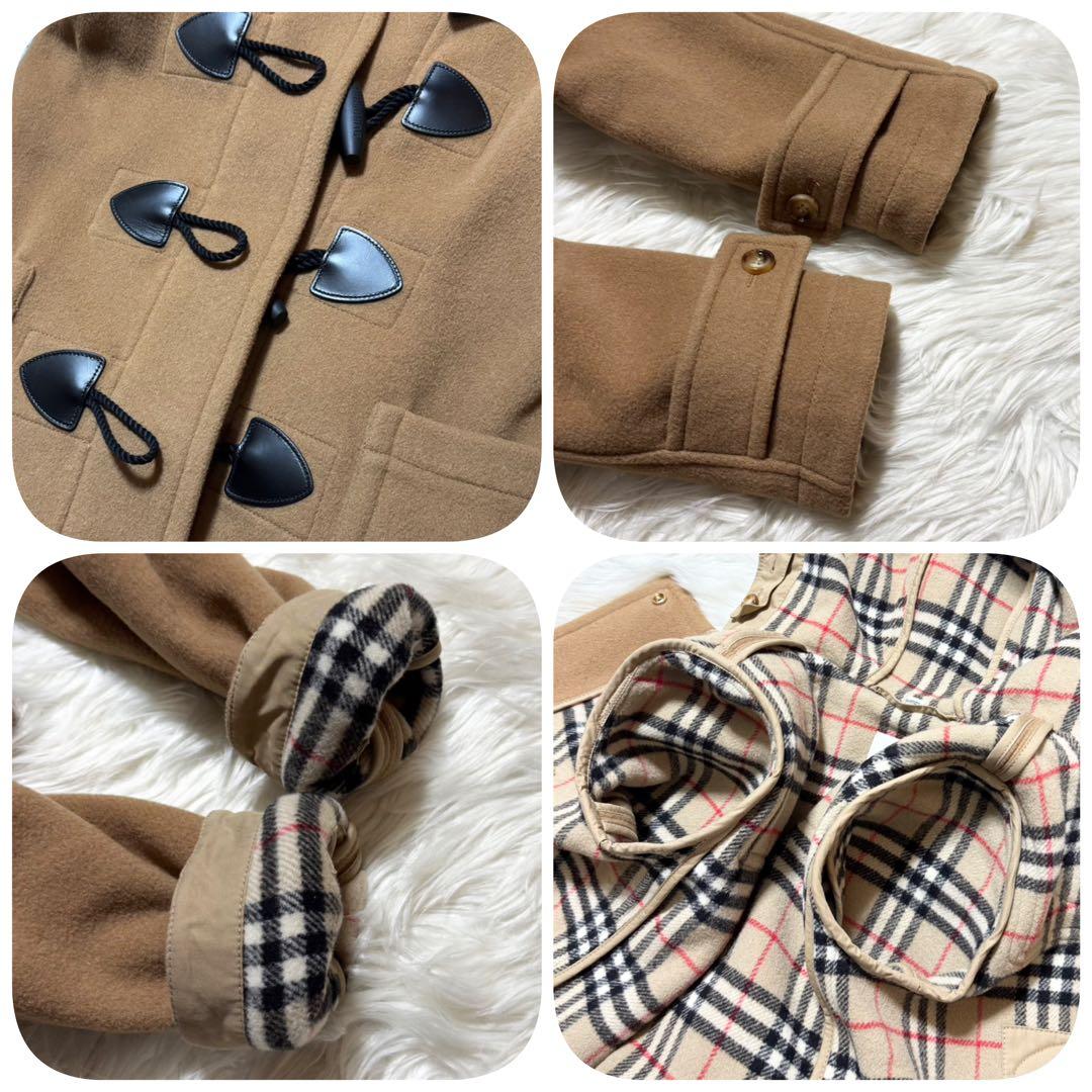 本物 現行タグ 極美品 バーバリー レザー切替 ノバチェック ダッフル