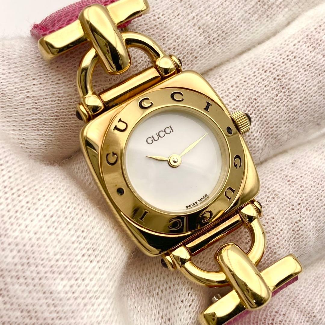 極美品✨】グッチ ホースビット クォーツ 腕時計 ゴールド 6400L 稼動