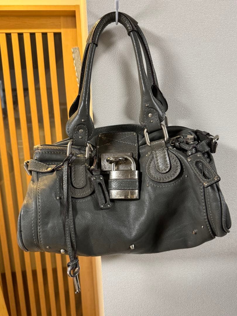 クロエ パディントン ハンドバッグ グレー シルバー金具 フィービー ファイロ クロエ パディントン ハンドバッグ グレー シルバー金具 フィービー