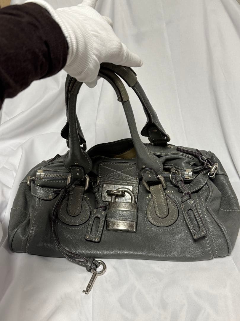 クロエ パディントン ハンドバッグ グレー シルバー金具 フィービー