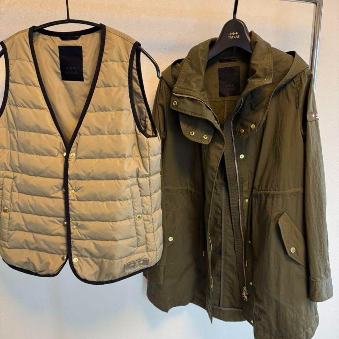 ☆TATRS☆ モッズコート インナーダウンベスト セット カーキ　サイズ1 TATRAS（タトラス）の「TATRAS インナーダウン付モッズコート（ダウン