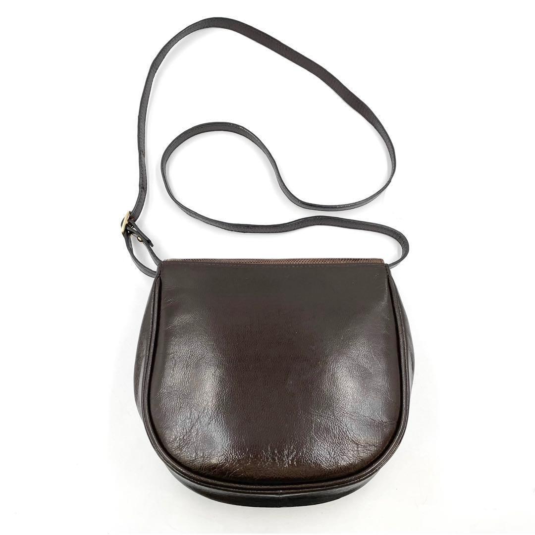 《超美品》サンローラン ショルダーバッグ リザード エキゾチック レザー 茶系