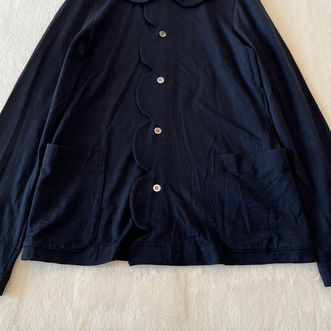希少《ロードシャンブル コムデギャルソン》丸襟シャツ スカラップ ネイビー 秋冬