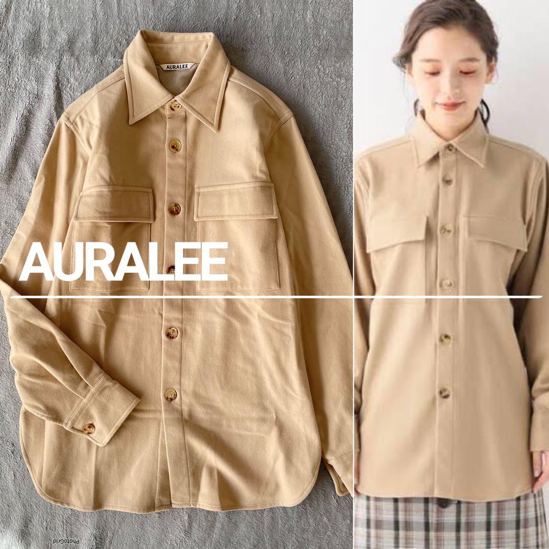 美品】AURALEE オーラリー ベージュ ウールフランネルシャツ - メルカリ