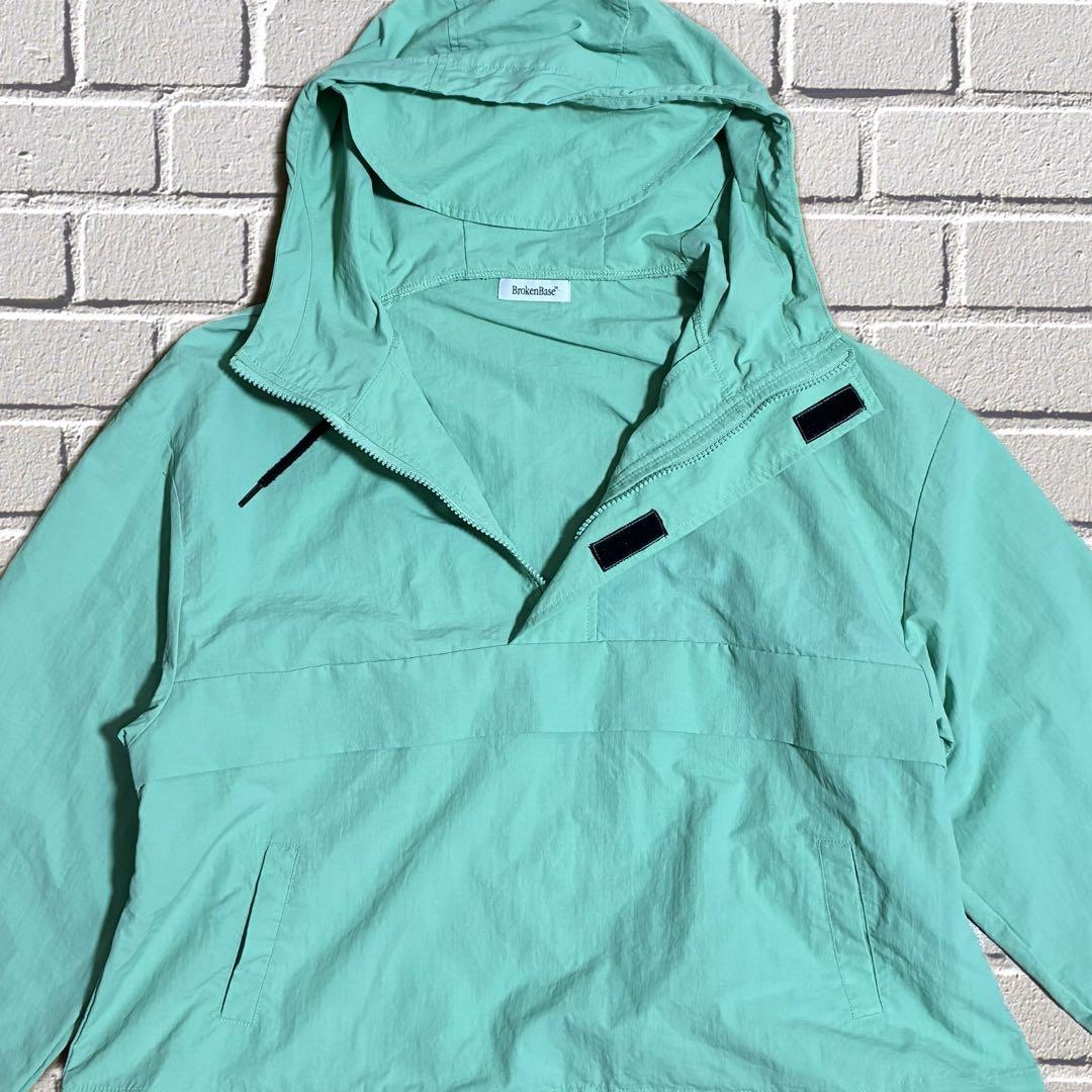 美品】BrokenBase ナイロンテックアノラックパーカー M グリーン