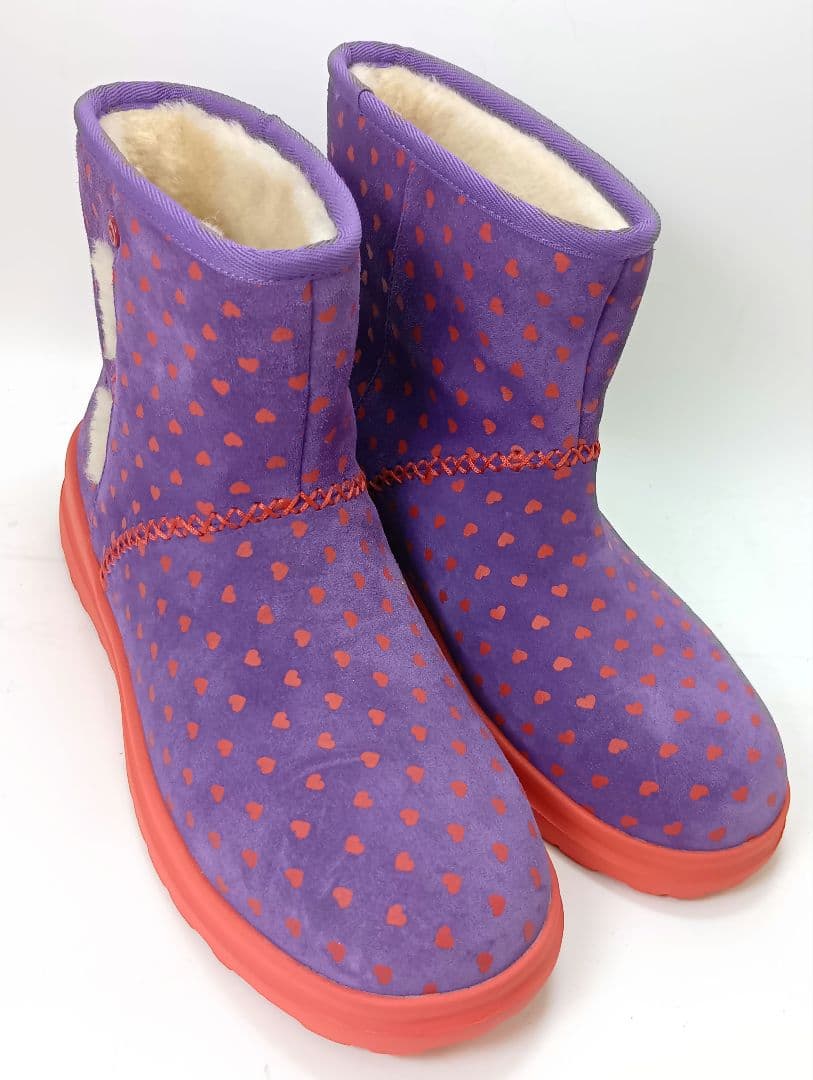 UGG アグ ハート柄 ムートンブーツ パープル 26.5cm