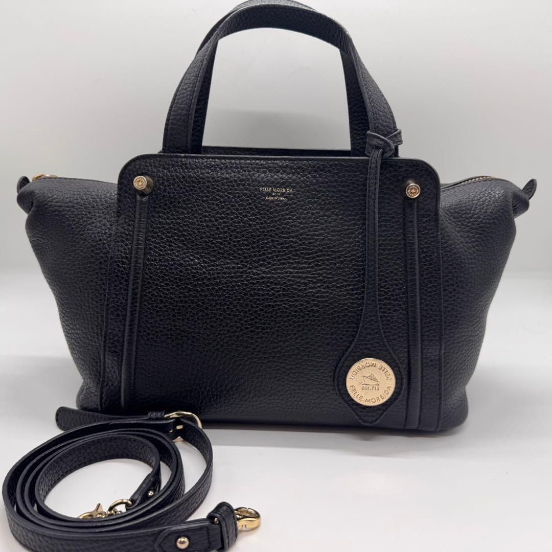 ペッレモルビダ ヴェーラ 2way ショルダーバッグ レザー シボ革 ロゴ 黒 ペッレモルビダ PELLE MORBIDA ショルダーバッグ Vela ヴェーラ