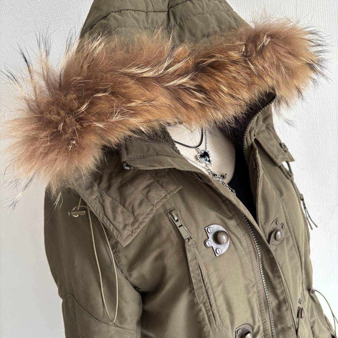 平成ギャル y2k グランジ ファー付 モッズコート ダークコア メタル