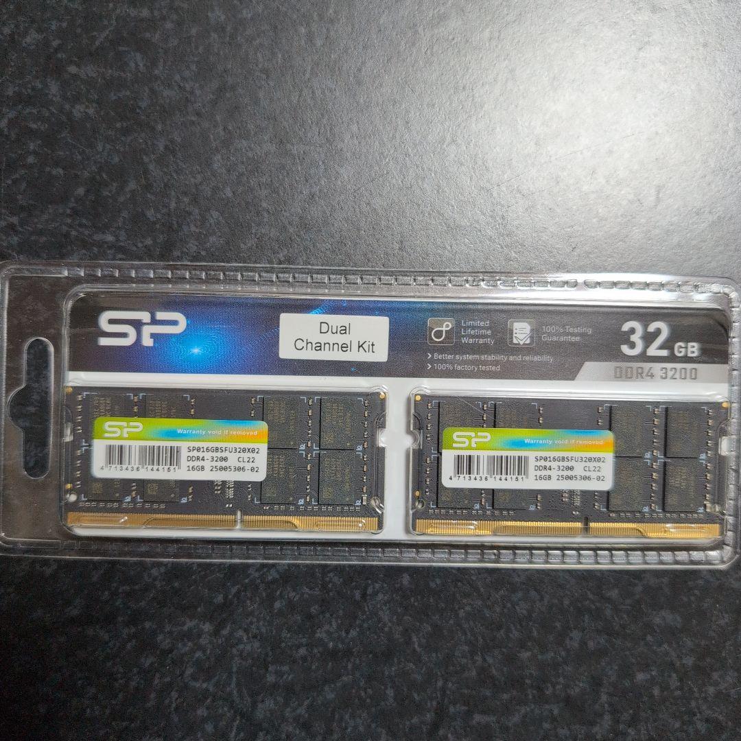 32GB DDR4 SODIMM 3200MHz メモリ（16GB x2） spd-shop_sodimm-sddr432s16g30-2set