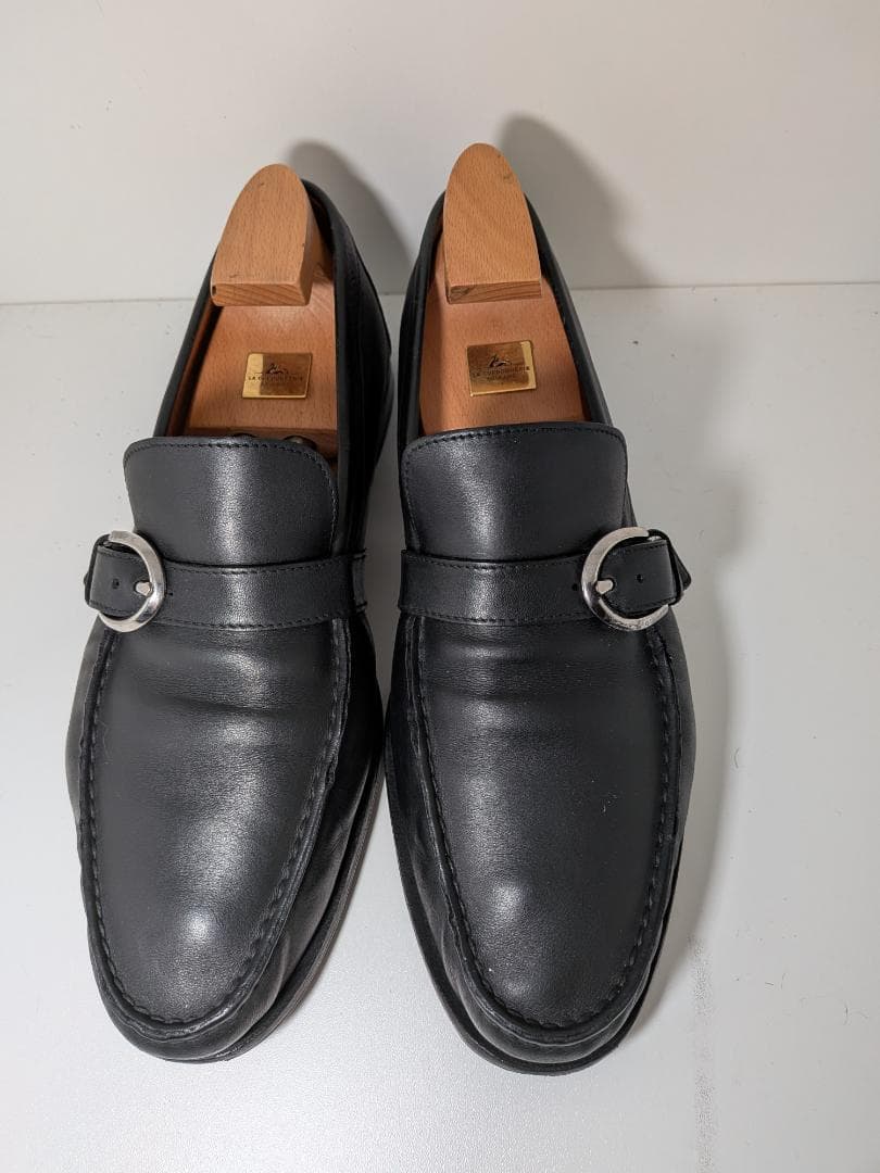 美品 サントーニ ローファー ストラップ 黒 28cm程度 UK9 US10 黒