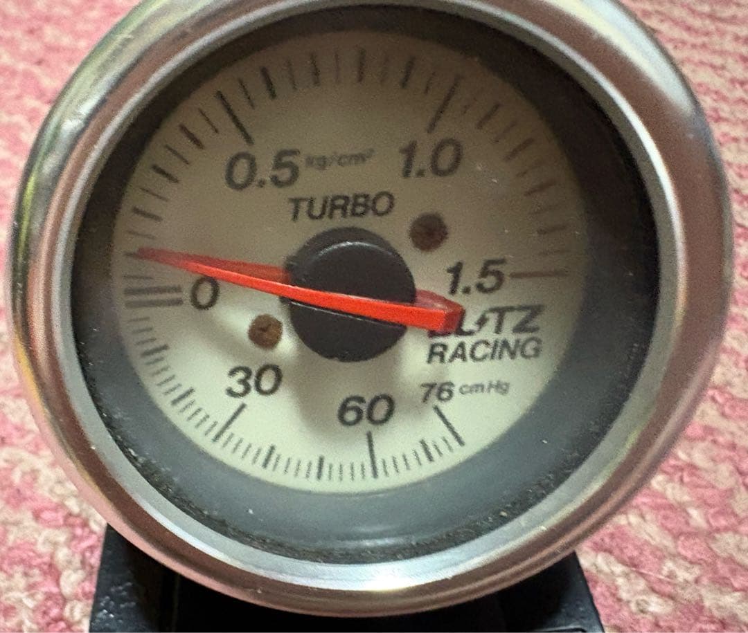 BLITZ RACING ブースト計 機械式 当時物 ホワイトパネル 52パイ