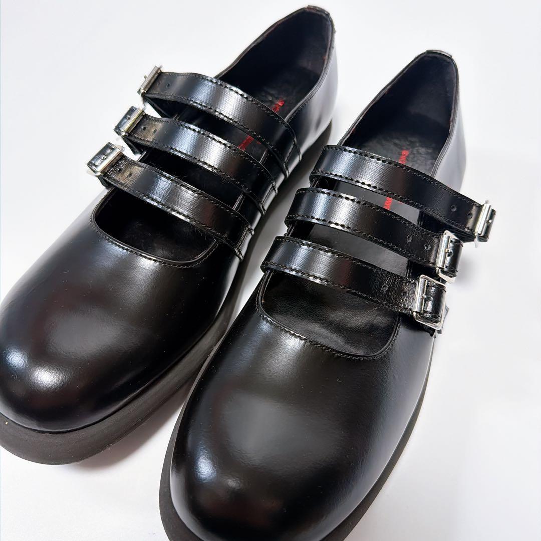《極美品》トリココムデギャルソン 3連ストラップシューズ メリージェーン 黒