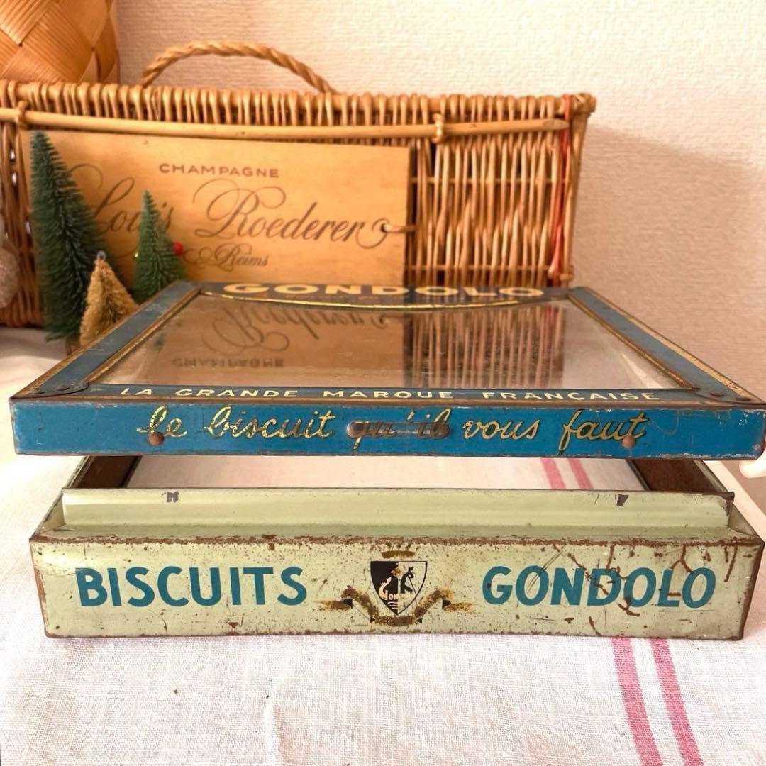 フランスヴィンテージ ゴンドーロ ディスプレイ ケース 蓋 ビスケット