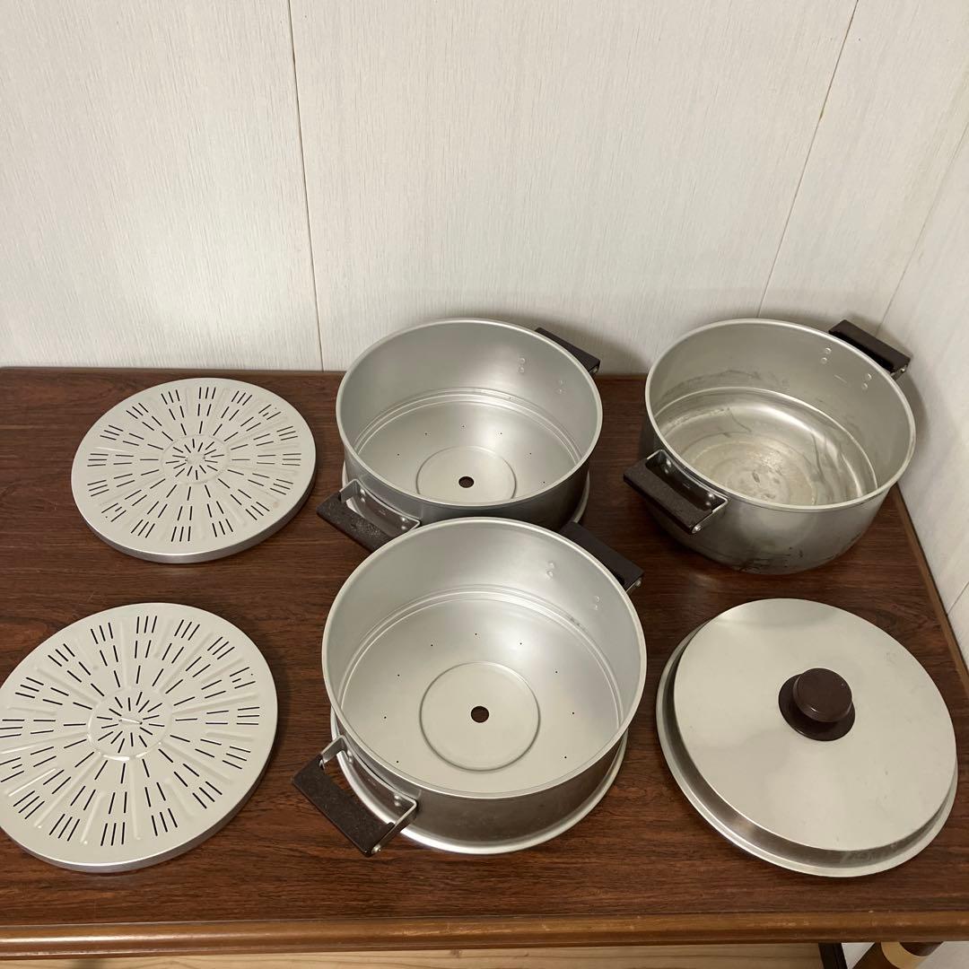 HNH ホクセイ アルミセイロ 3段 蒸し器 30㎝ 昭和レトロ - メルカリ