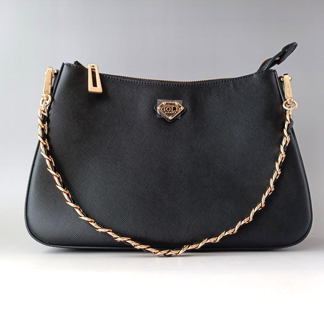 美品】ココセリュックス ハンドバッグ ハーフムーン ゴールド チェーン