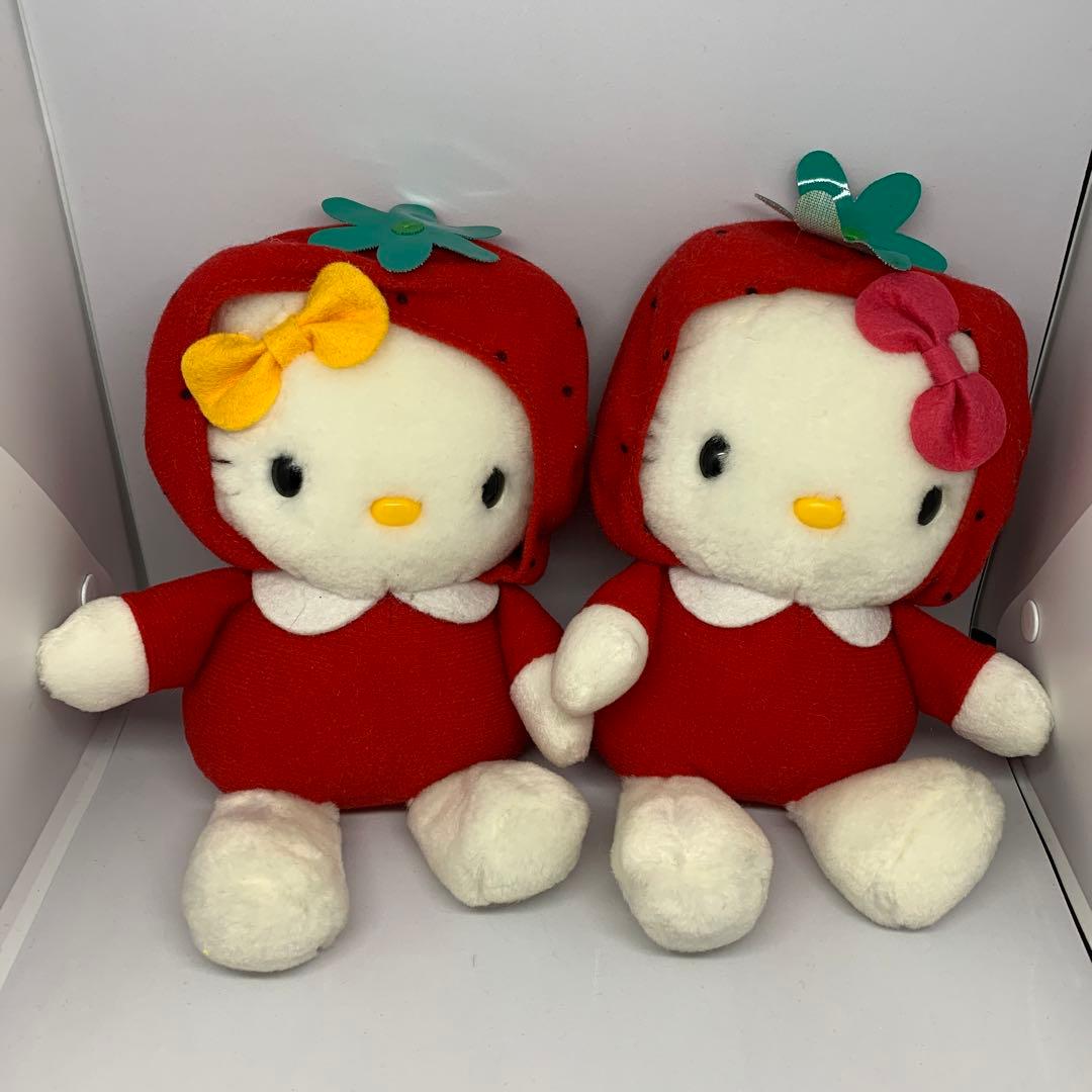 レトロ・レア】ハローキティ ・いちごキティ&ミミィ ぬいぐるみ - メルカリ