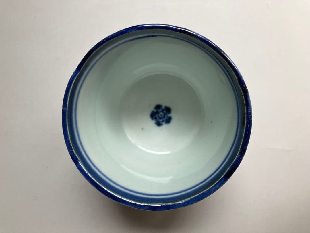 江戸中期頃 古伊万里 瓔珞紋 蕎麦猪口 渦巻紋 骨董 アンティーク 酒器