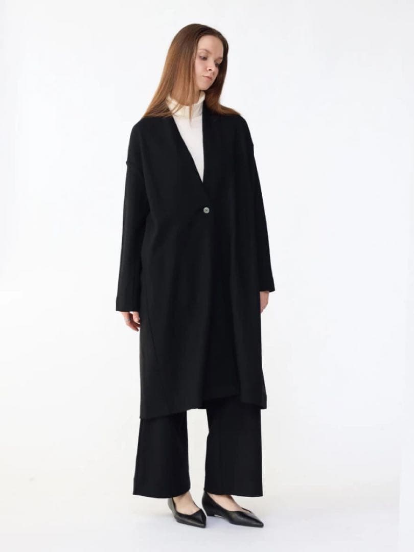 新品】 Aga ウール スムース ガウンジャケット ノーカラー 日本製