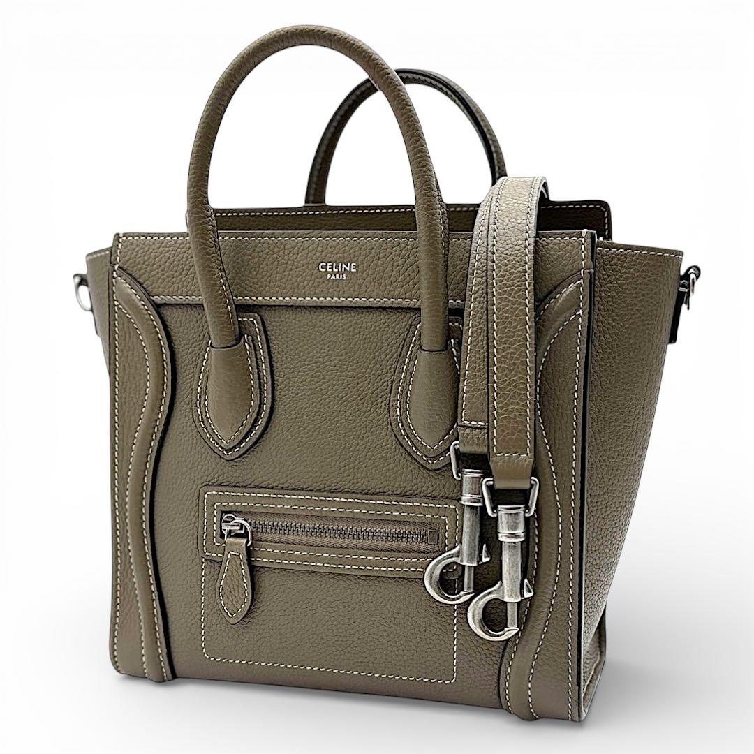 極美品】セリーヌ ラゲージ ナノショッパー グレージュ 2WAY