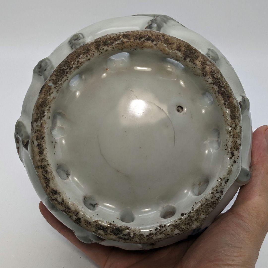 李朝 特大桃型水滴 辰砂青華彩 高麗白磁 染付 李氏朝鮮 書道具 水差 水