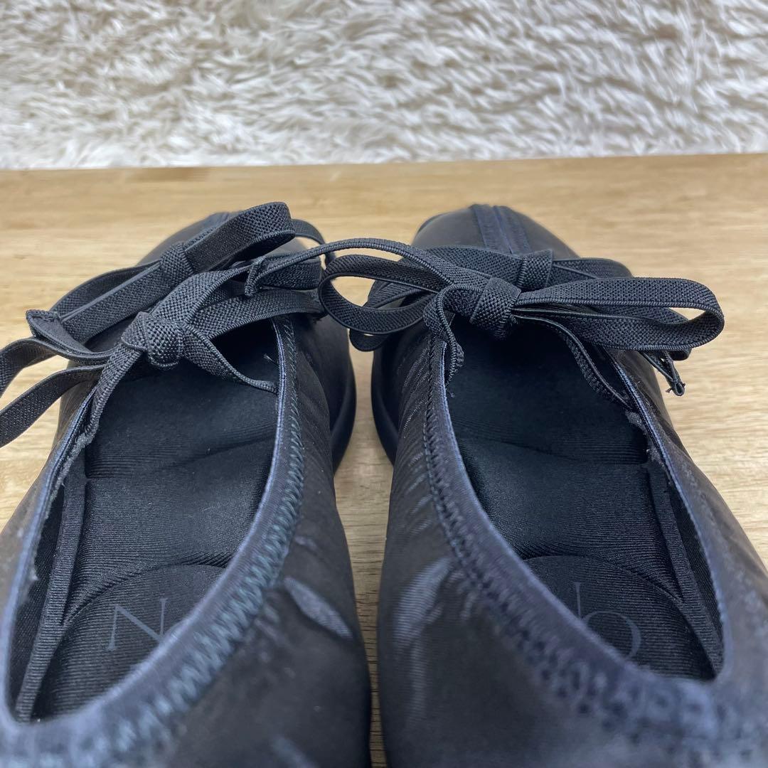 美品✨　ルタロン　ダブルリボンバレリーナ　ブラック　24.5cm