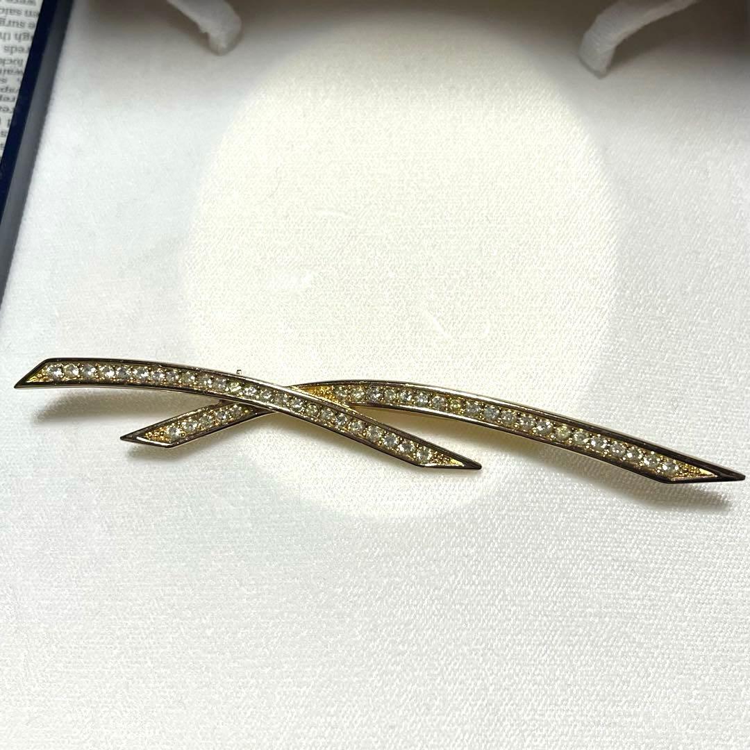 レア　クリスチャンディオール　ブローチ　大ぶり　ゴールドカラー　ラインストーン Christian Dior（クリスチャン・ディオール） 【A02400】Christian