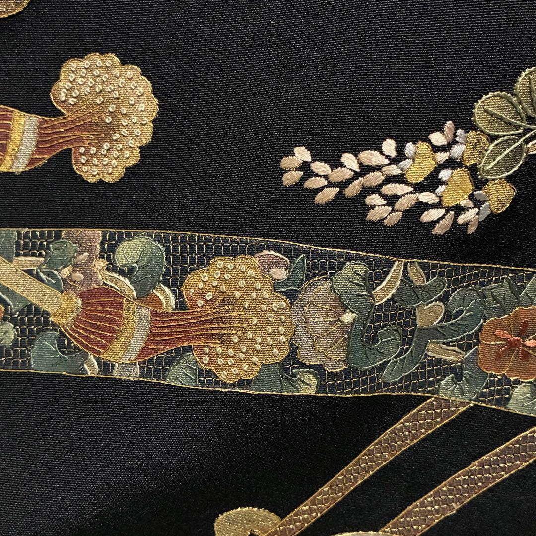 D95 黒留袖 総刺繍 汕頭・蘇州・相良刺繍 やまと誂製 正絹 着物 袷 極