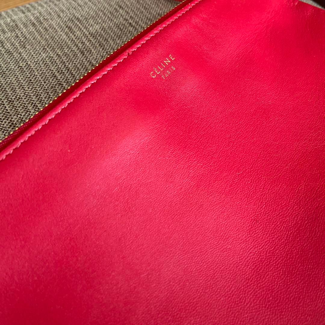 CELINE セリーヌ ショルダーバッグ トートバッグ トリオ 赤 レザー