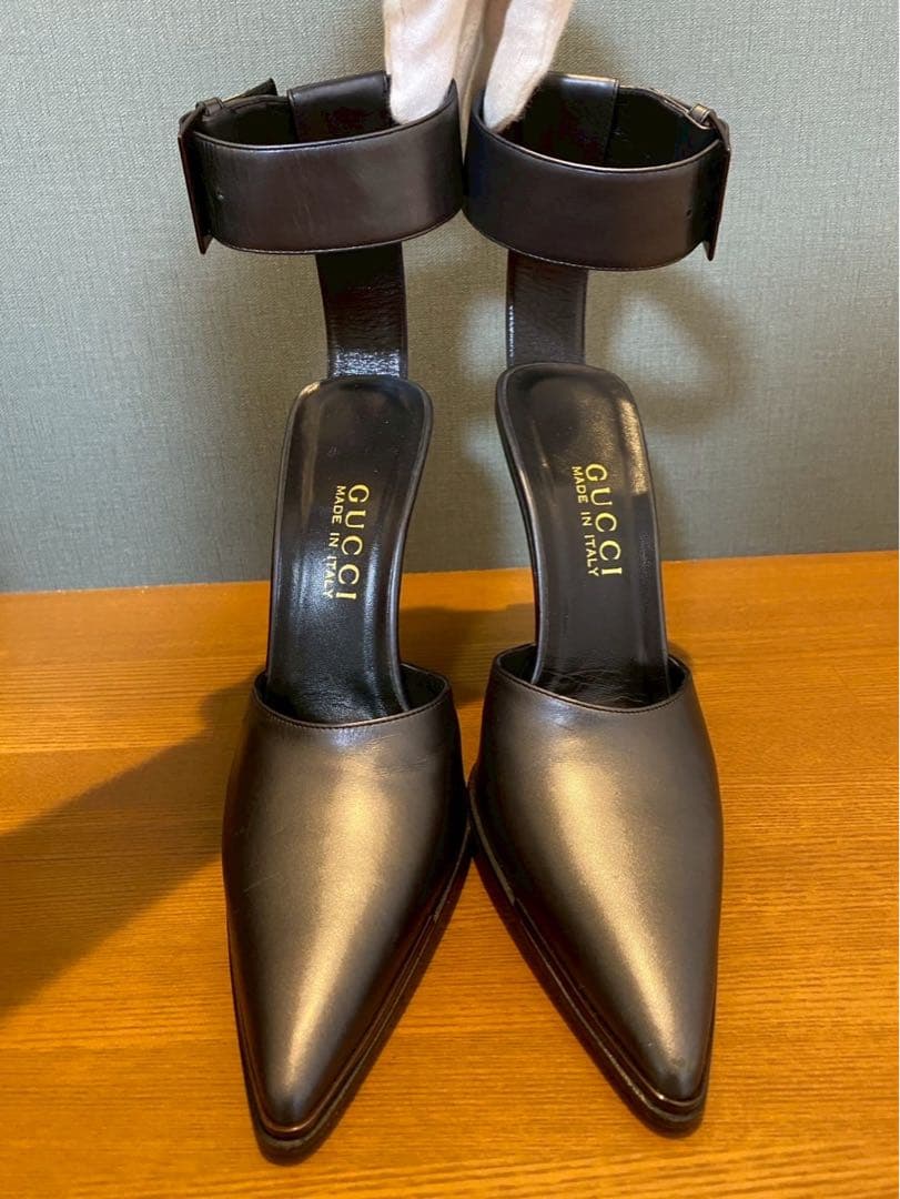 GUCCI グッチ アンクルストラップ ミュール パンプス ピンヒール