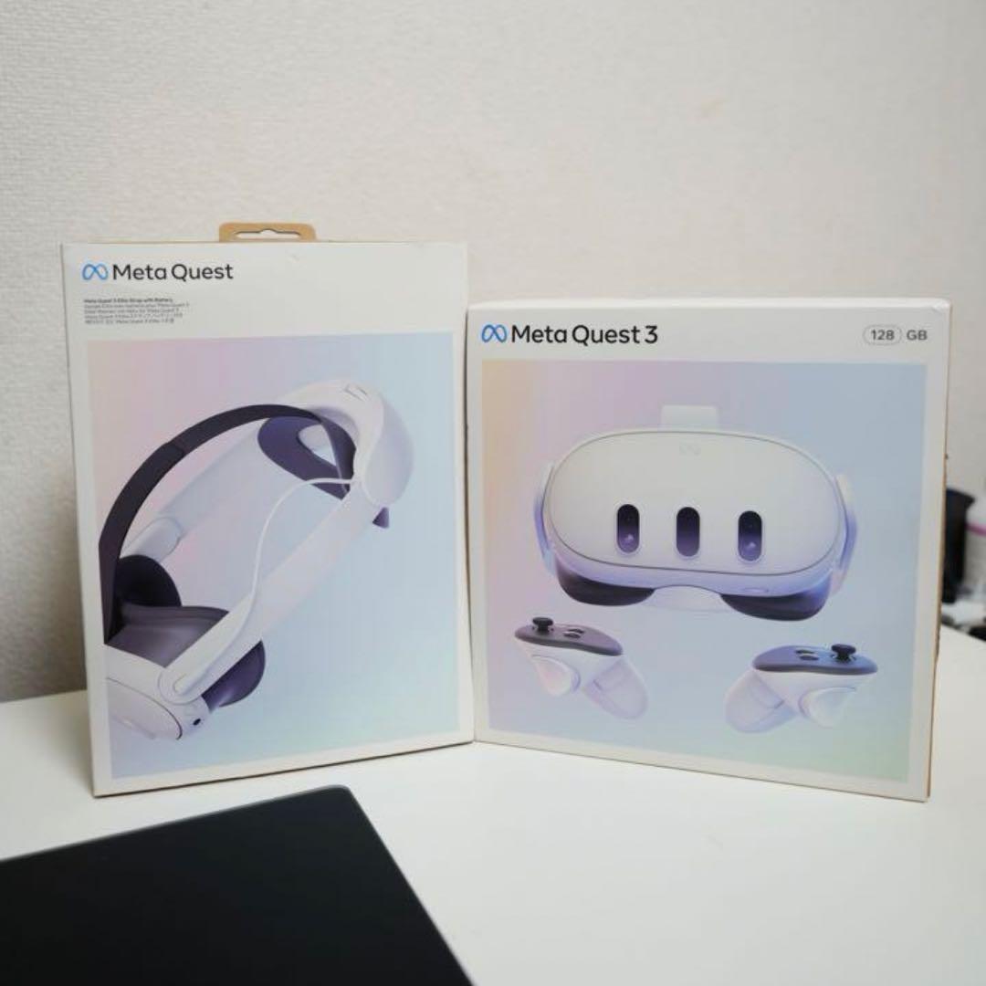  Quest 3（128GB）＋純正エリートストラップ Meta Quest 3の公式アクセサリ「Eliteストラップ」は頭部のサポートが