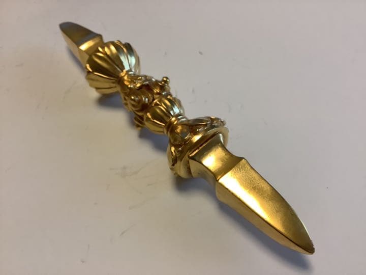 《 新品　1点物 》24金張り　独鈷杵　プルパ　仏教　特大　約23センチ　10