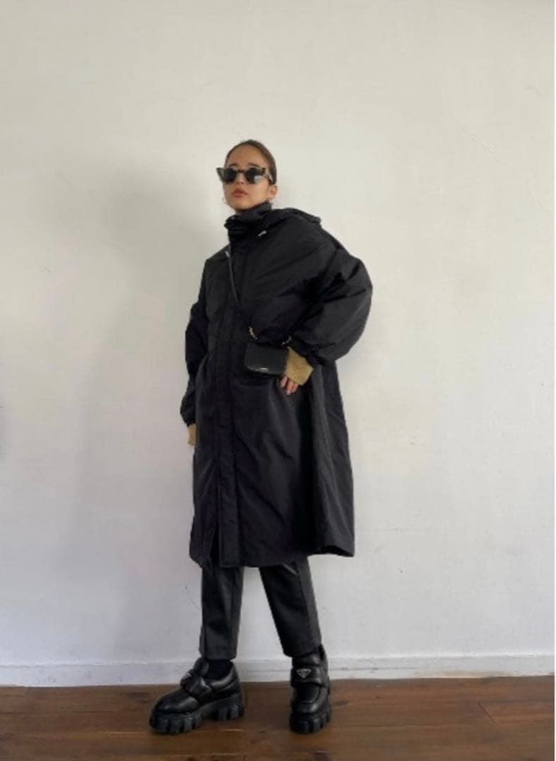 trunc88＊ロングナイロンコート＊ブラック＊レインコート＊撥水コート