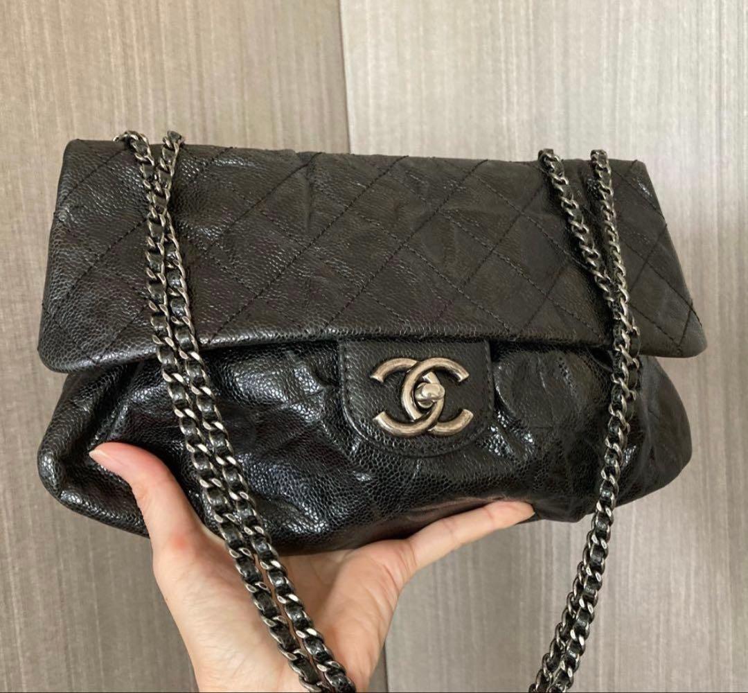 CHANEL ブラック レザー ショルダーバッグ CHANEL(シャネル) / チェーンショルダーバッグ/ココマーク/ラムスキン