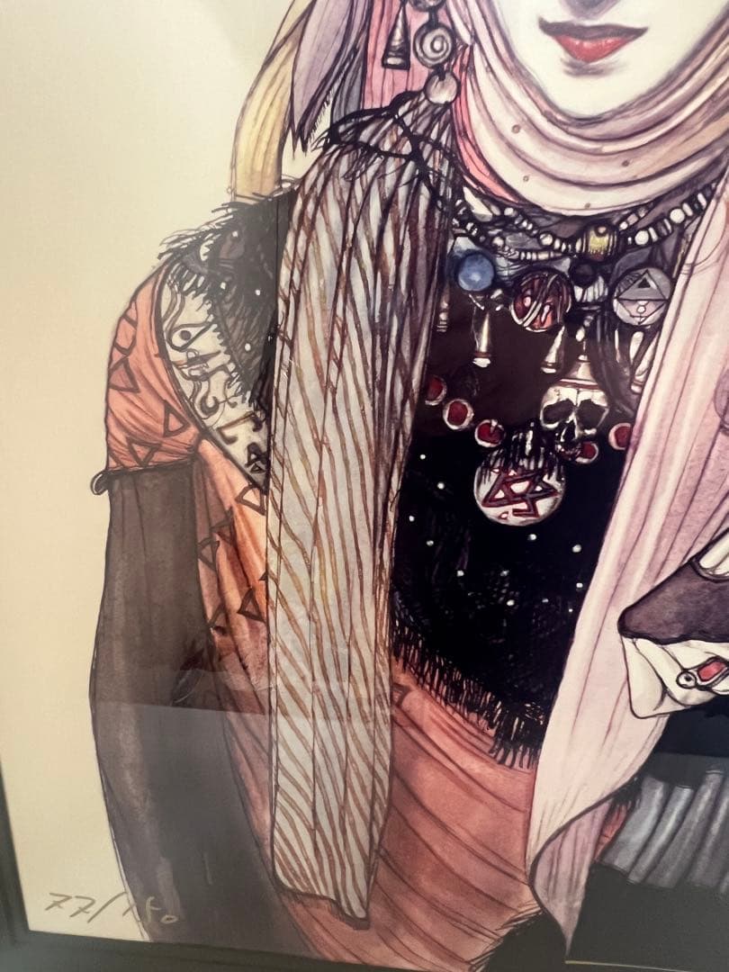 天野喜孝【まなざし】グイン・サーガ絵画（シバクローム、手彩）【作品