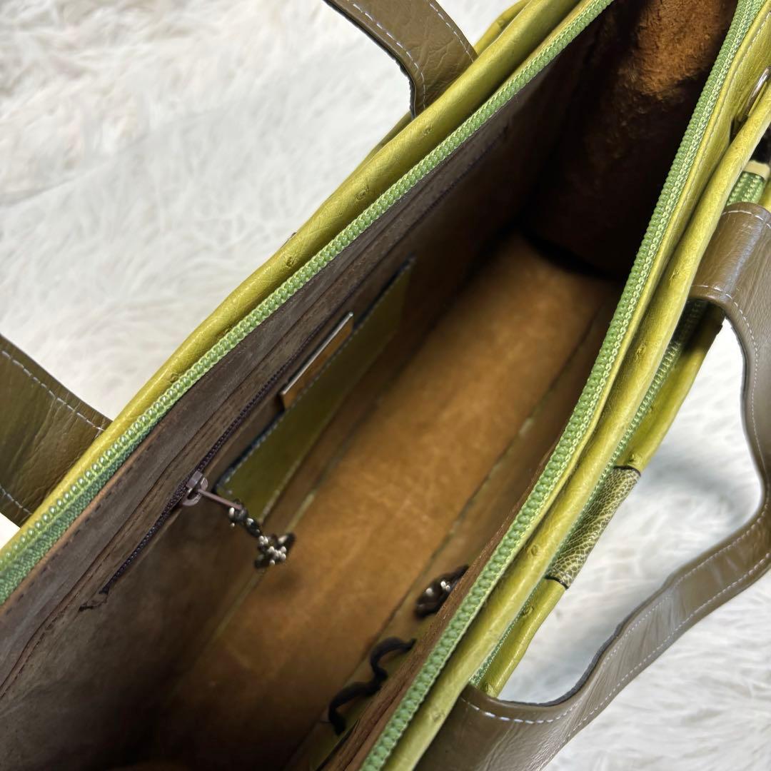 希少☆アンクジェット パイソン オーストリッチ ハンドバッグ グリーン