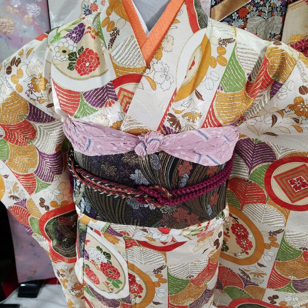 fs136 訳有特価 小～中振袖 縁起柄 豪華 金糸 多色 正絹 - メルカリ