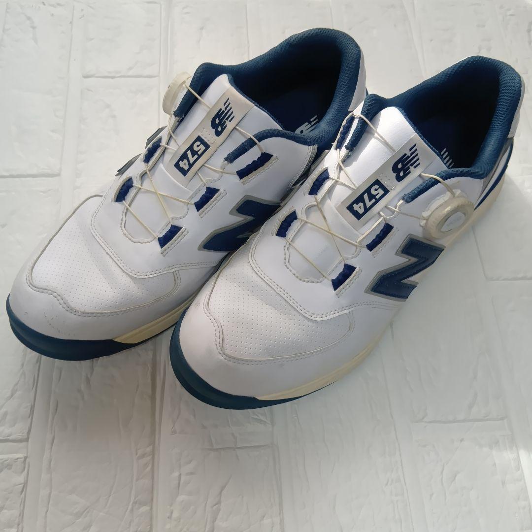 New Balance 574 ゴルフシューズ ホワイト/ネイビー 27.5㎝ - メルカリ